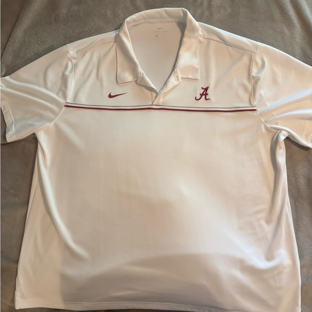 Nike Men's White Polo Shirt Alabama
